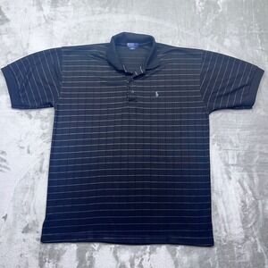 Polo Ralph Lauren XXL Polo Shirt Black Grid‎ Pattern Golf Made in USA Cotton